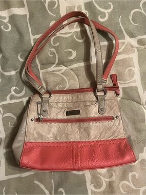 Stone Mountain Accessories Beige and Coral Shoulder Bag with Dual Straps